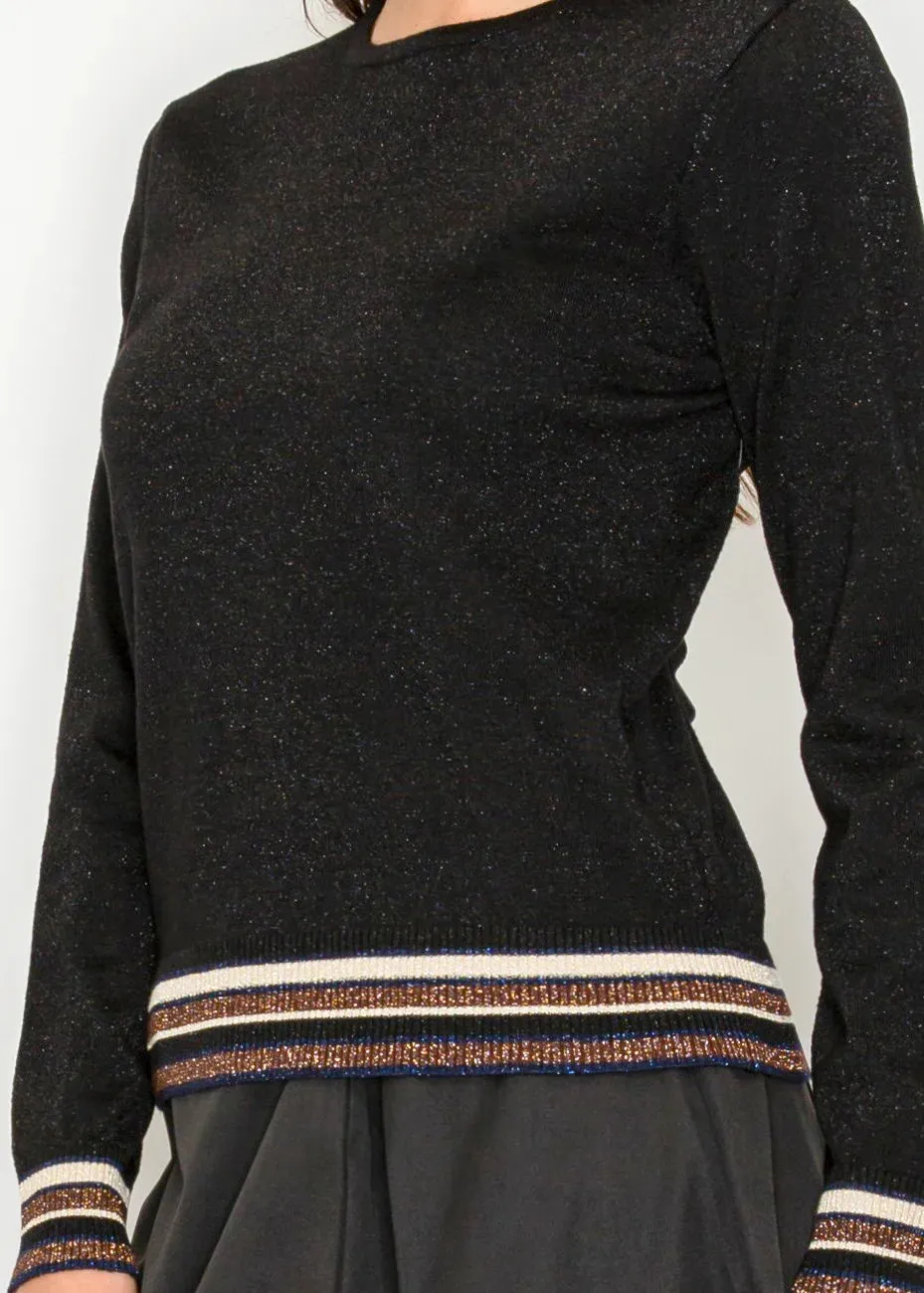 Shimmery Black Pullover with Sporty Details sold by Lord & Taylor product image thumbnail 3
