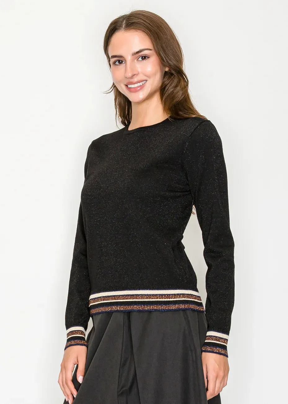 Shimmery Black Pullover with Sporty Details sold by Lord & Taylor product image thumbnail 5