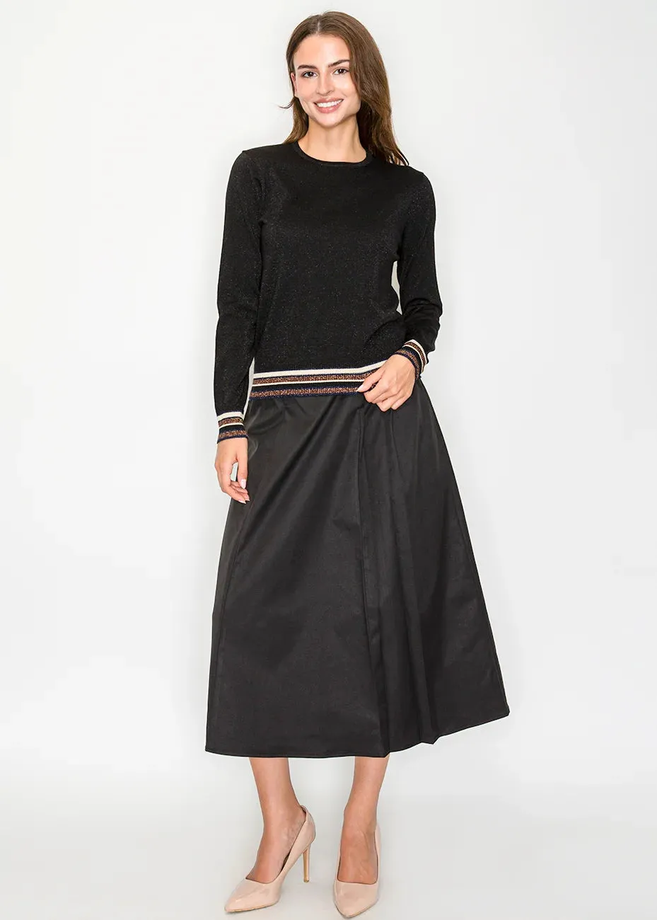 Shimmery Black Pullover with Sporty Details sold by Lord & Taylor product image thumbnail 2