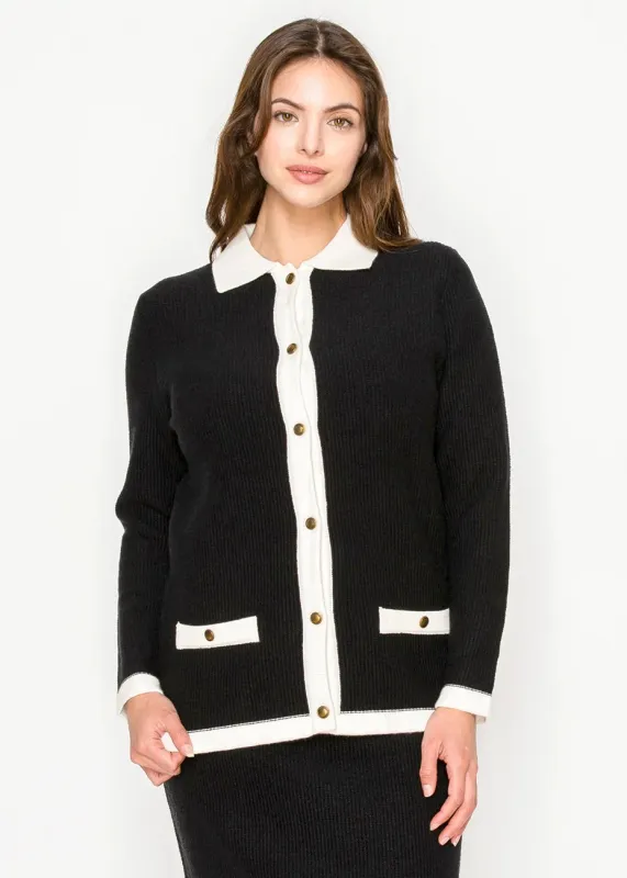 Black Cardigan with White Accents sold by Lord & Taylor