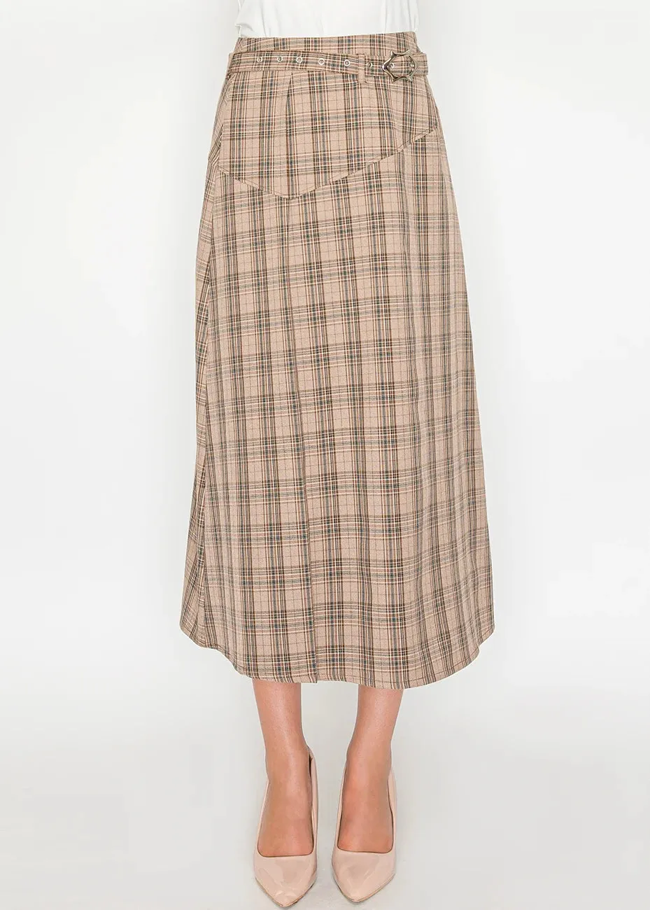 Plaid Belted Midi Skirt sold by Lord & Taylor