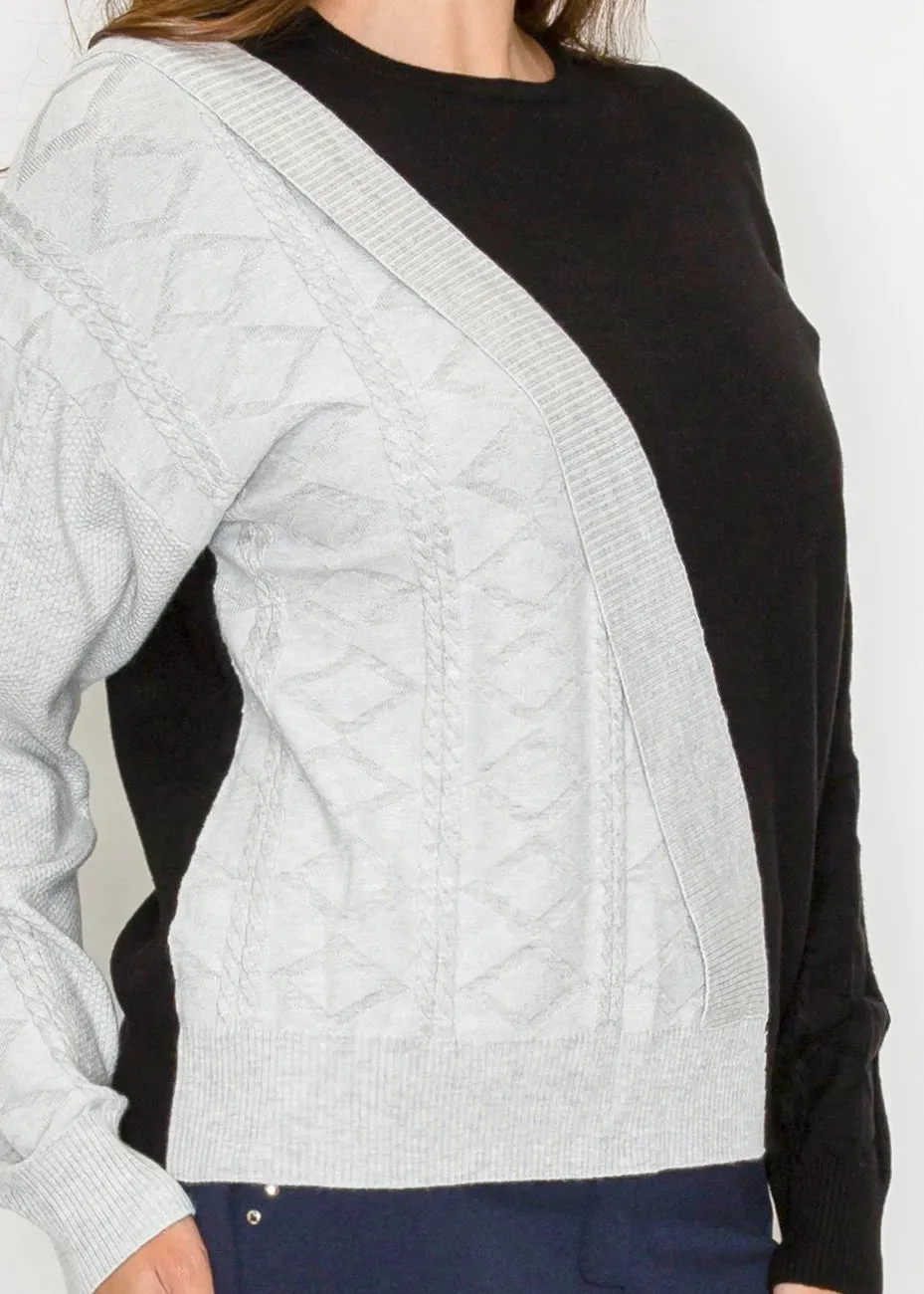 Colorblock Cable Knit Crewneck sold by Lord & Taylor product image thumbnail 4