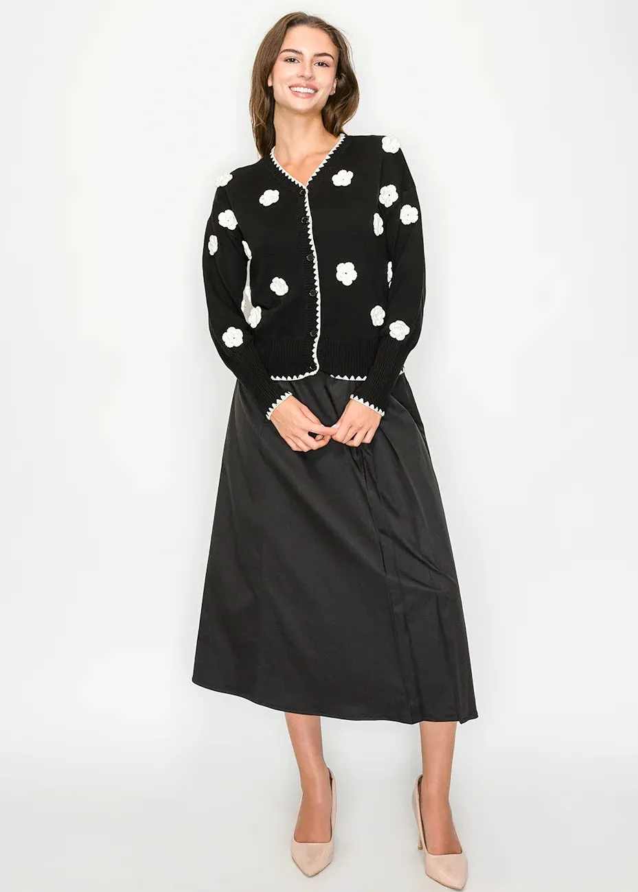 Black Cardigan with Floral Detail sold by Lord & Taylor product image thumbnail 5