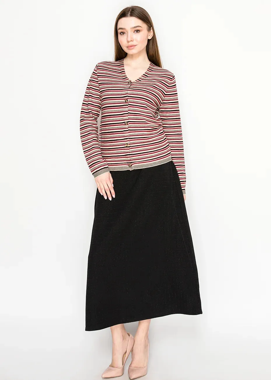 Striped Knit Cardigan in Red and Beige sold by Lord & Taylor product image thumbnail 4