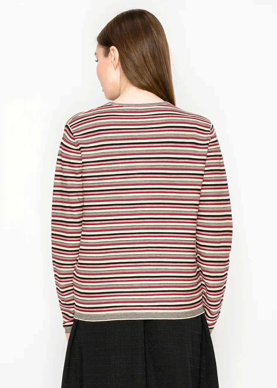Striped Knit Cardigan in Red and Beige sold by Lord & Taylor product image thumbnail 2