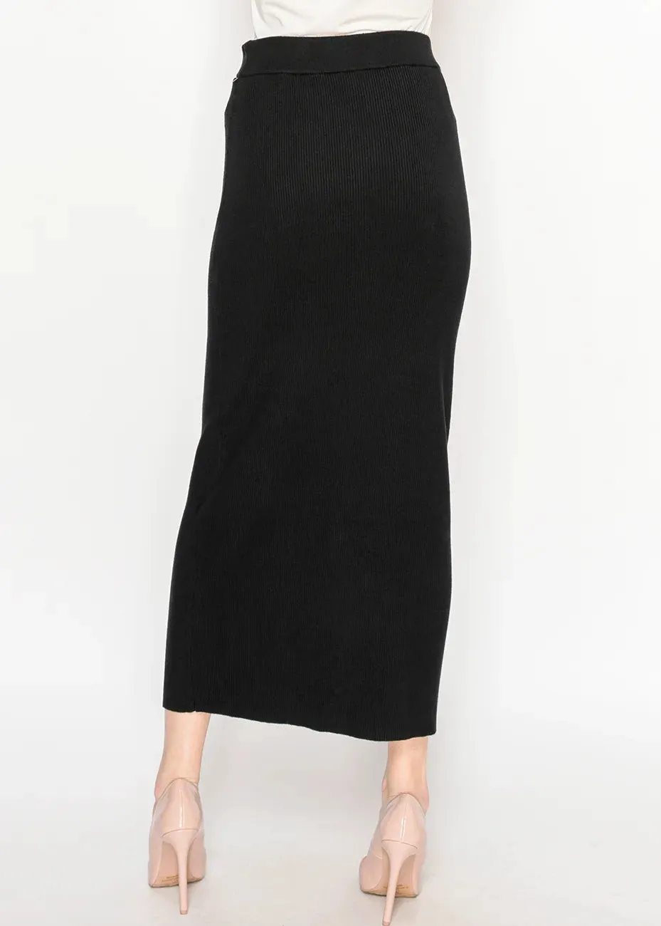 Ribbed Knit Midi Skirt – Black sold by Lord & Taylor product image thumbnail 2