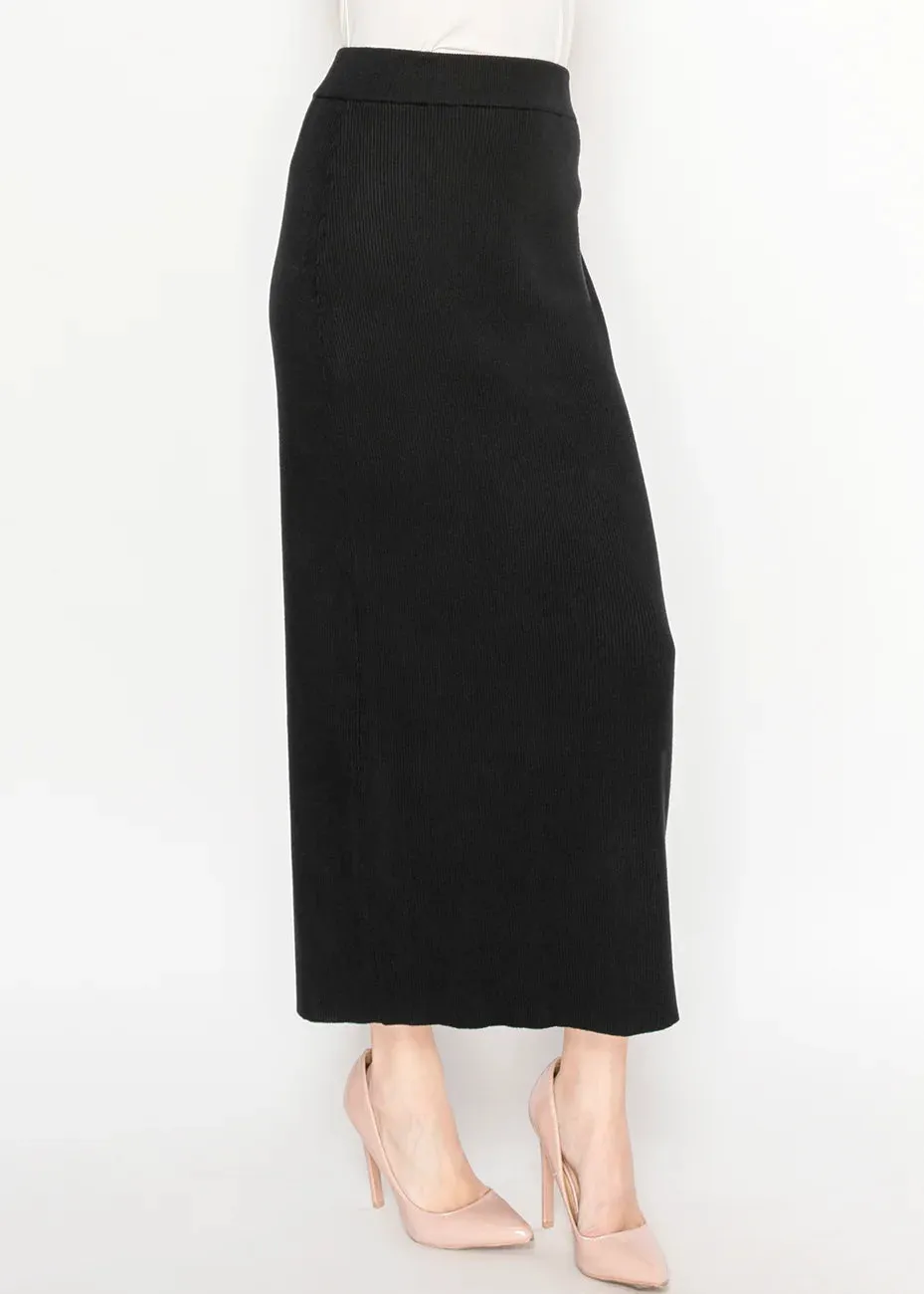 Ribbed Knit Midi Skirt – Black sold by Lord & Taylor product image thumbnail 5