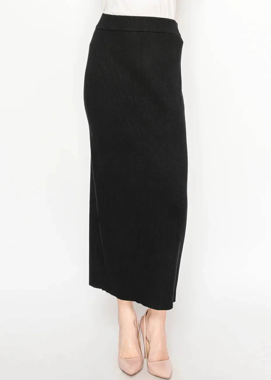 Ribbed Knit Midi Skirt – Black sold by Lord & Taylor product image thumbnail 3