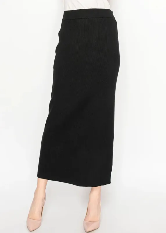 Ribbed Knit Midi Skirt – Black sold by Lord & Taylor