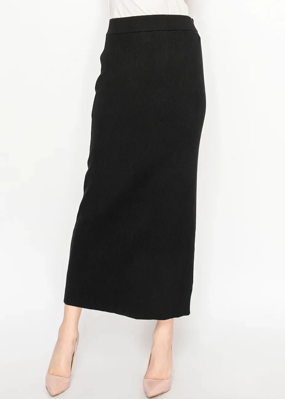 Ribbed Knit Midi Skirt – Black sold by Lord & Taylor