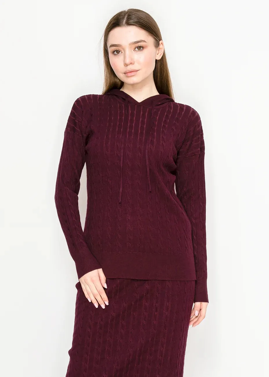 Textured Knit Hoodie in Deep Burgundy sold by Lord & Taylor product image thumbnail 5