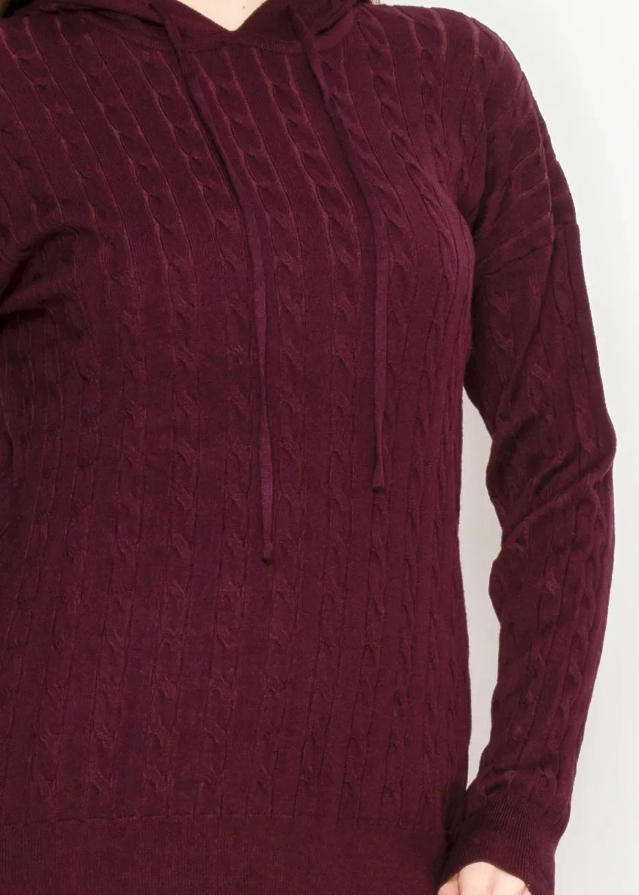 Textured Knit Hoodie in Deep Burgundy sold by Lord & Taylor product image thumbnail 2