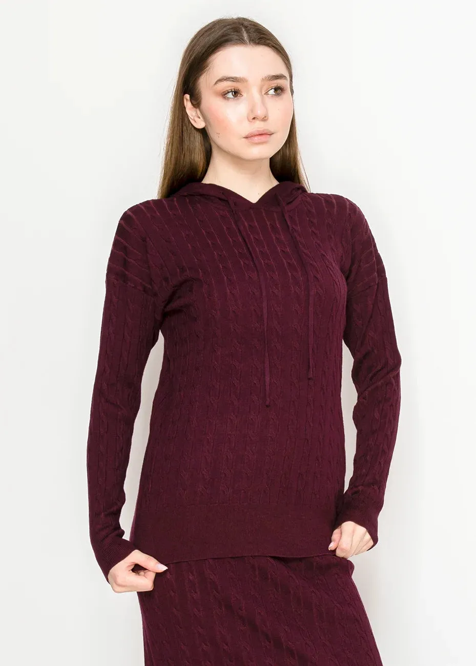 Textured Knit Hoodie in Deep Burgundy sold by Lord & Taylor product image thumbnail 4