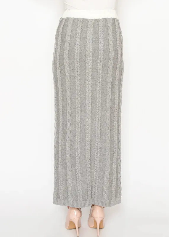 Grey Knit Maxi Skirt with Cable Detail sold by Lord & Taylor