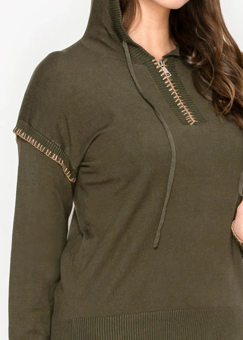 Olive Hoodie with Stitch Detail sold by Lord & Taylor product image thumbnail 3