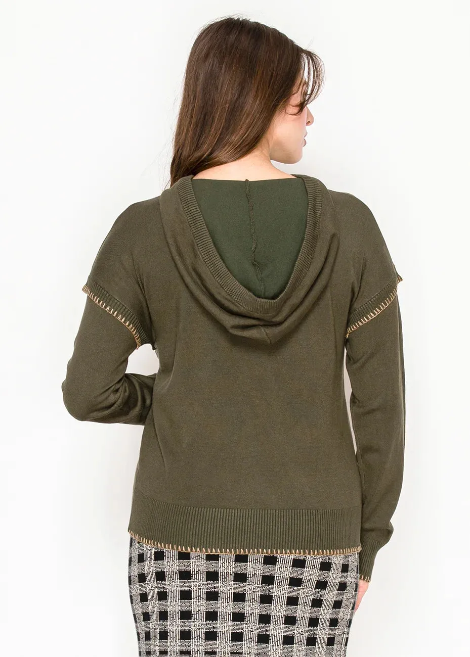 Olive Hoodie with Stitch Detail sold by Lord & Taylor product image thumbnail 4