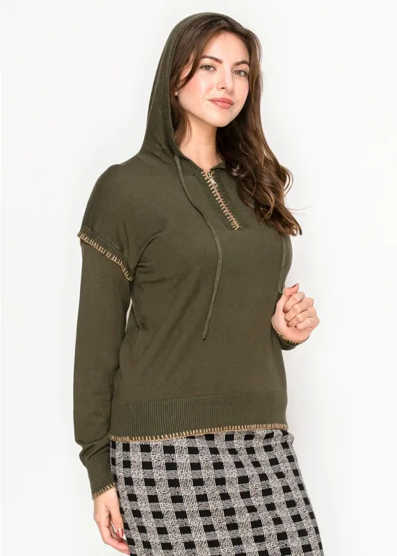 Olive Hoodie with Stitch Detail sold by Lord & Taylor