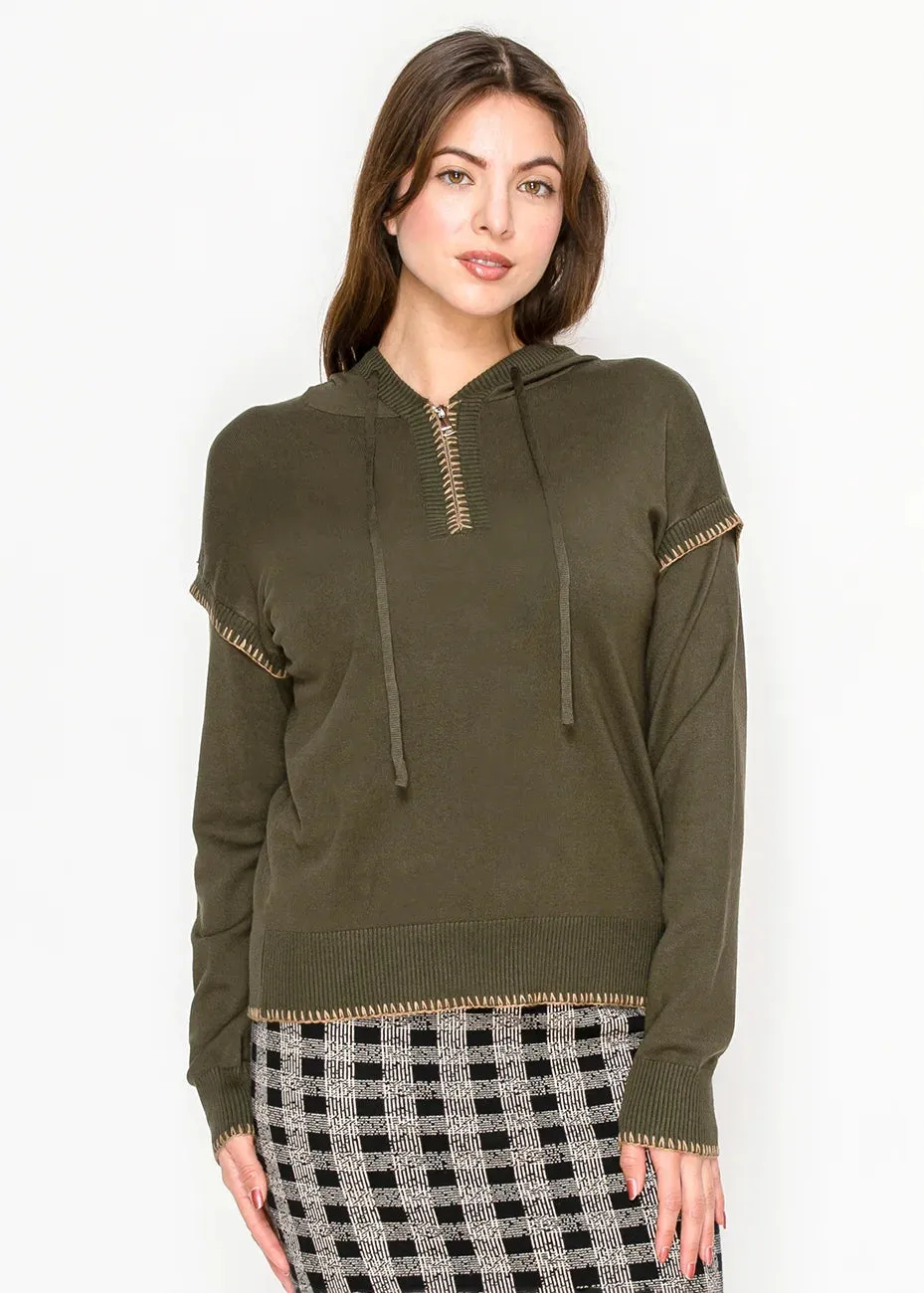 Olive Hoodie with Stitch Detail sold by Lord & Taylor product image thumbnail 5