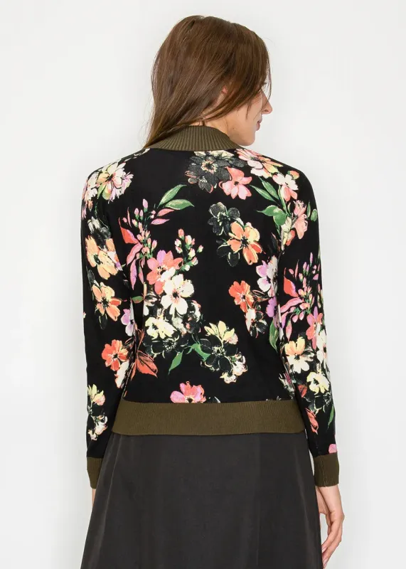 Black Floral Knit with Olive Contrast sold by Lord & Taylor
