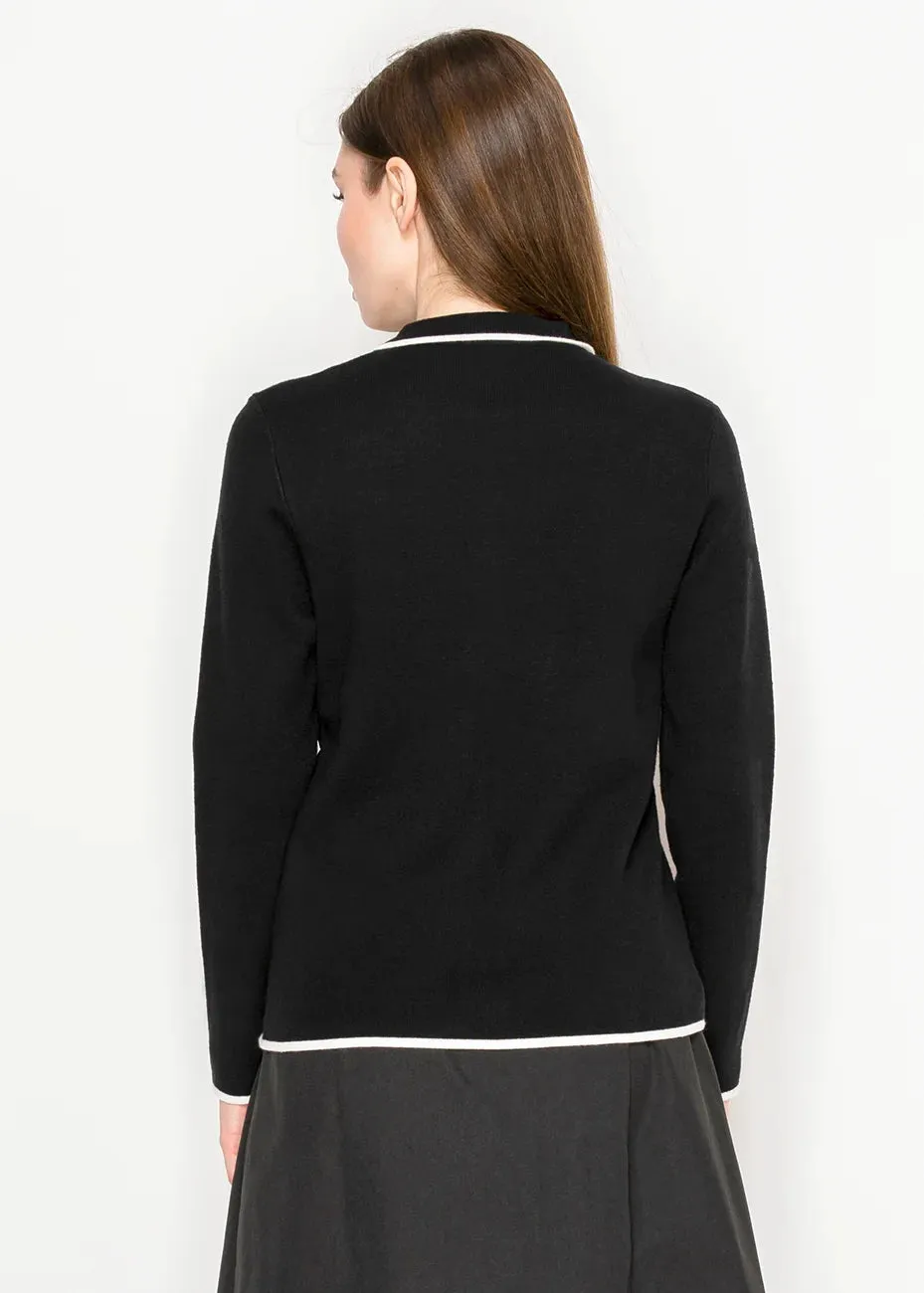 Black Contrast Trim Cardigan sold by Lord & Taylor product image thumbnail 3