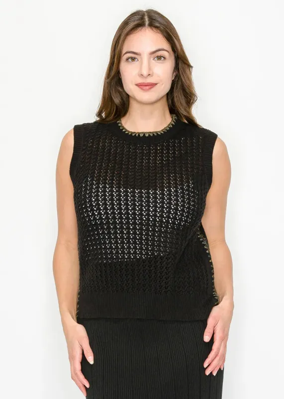 Sleeveless Sweater Vest in Black sold by Lord & Taylor