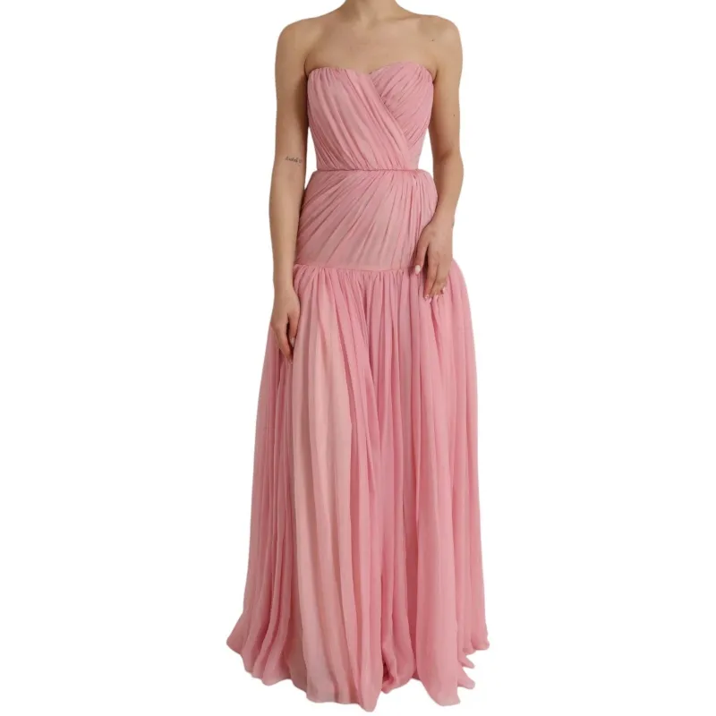 Pink Silk Strapless Maxi A-line Gown Dress sold by Lord & Taylor