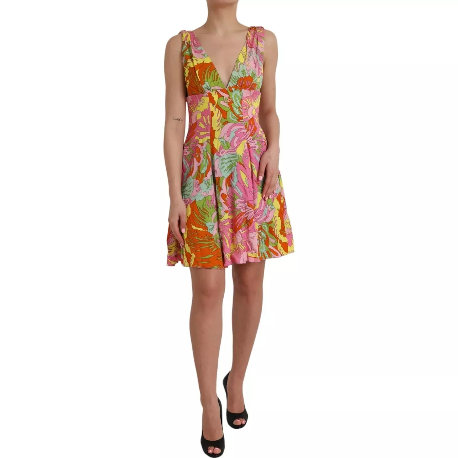 Multicolor Floral Silk Flared Mini Dress sold by Lord & Taylor