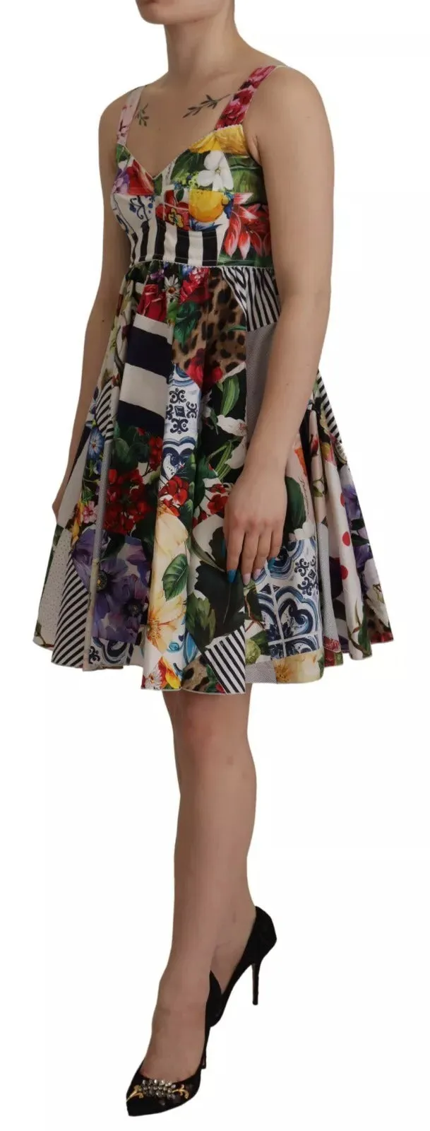 Multicolor Poplin Floral Mini Flared Dress sold by Lord & Taylor product image thumbnail 3