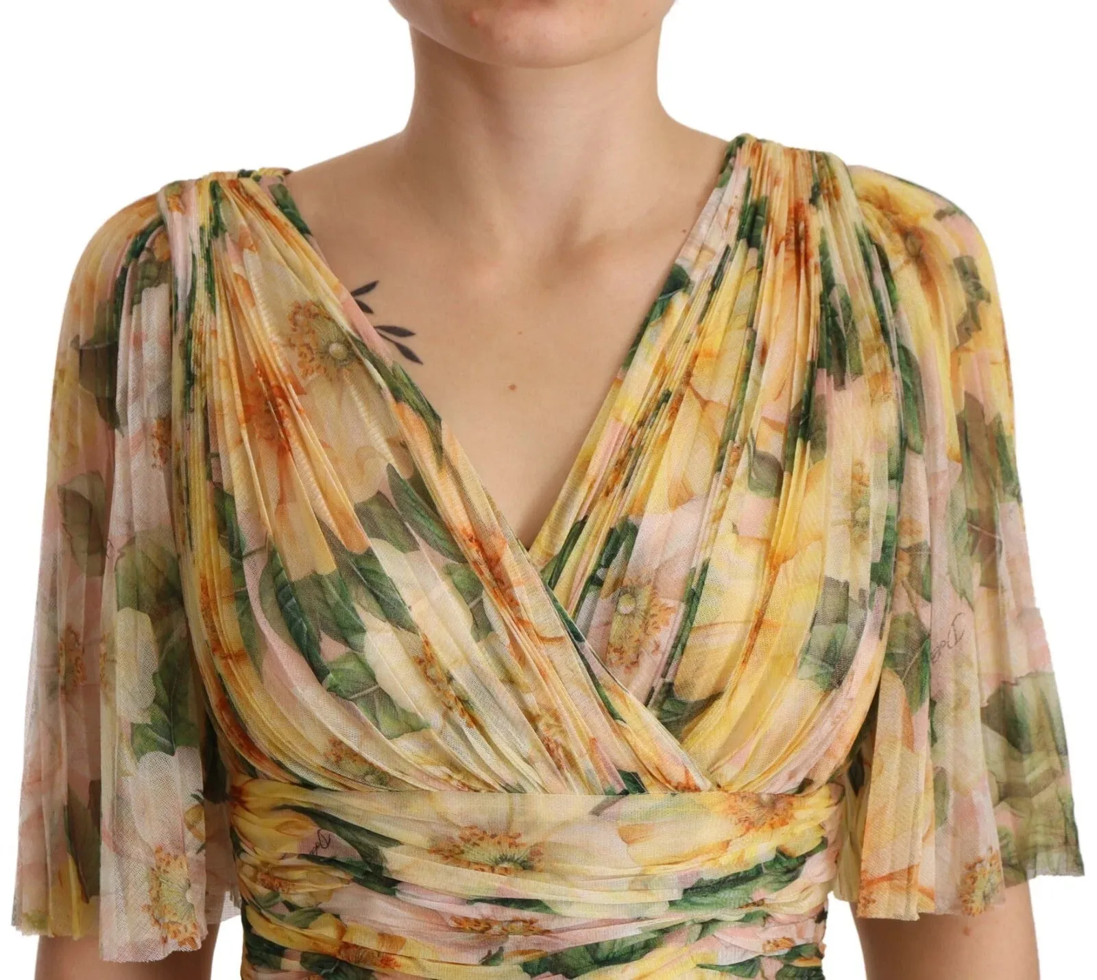 Yellow Floral Print Pleated Maxi Dress sold by Lord & Taylor product image thumbnail 5