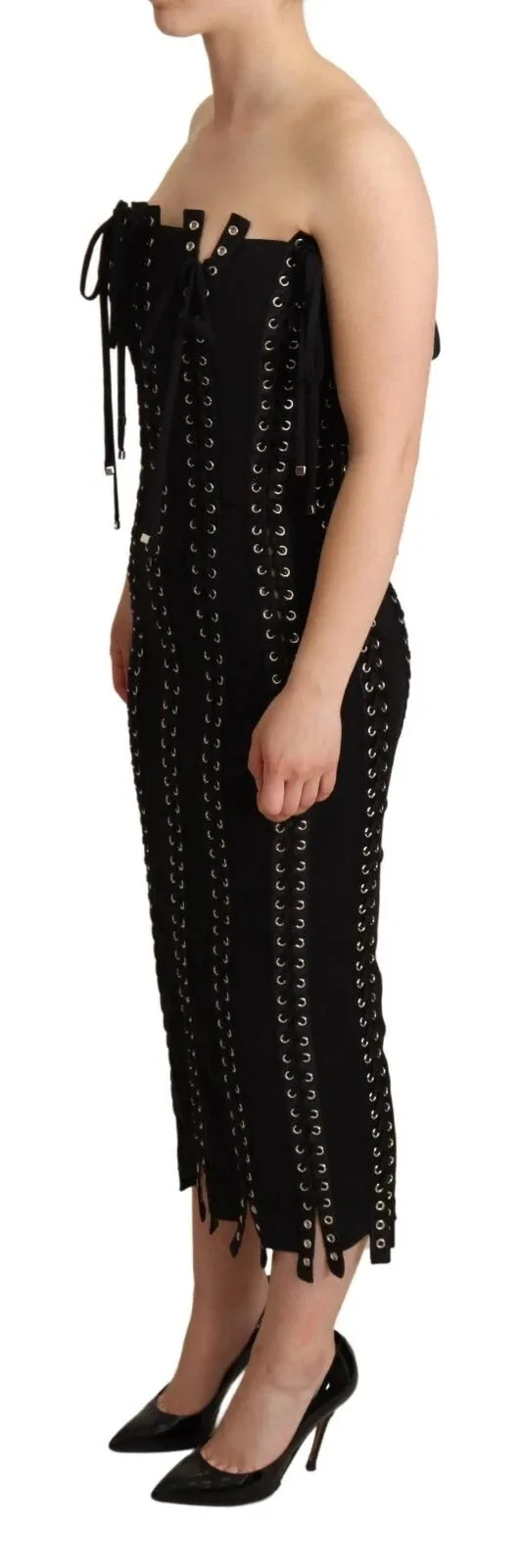 Black Cady Sleeveless Lace Up Bodycon Dress sold by Lord & Taylor product image thumbnail 2