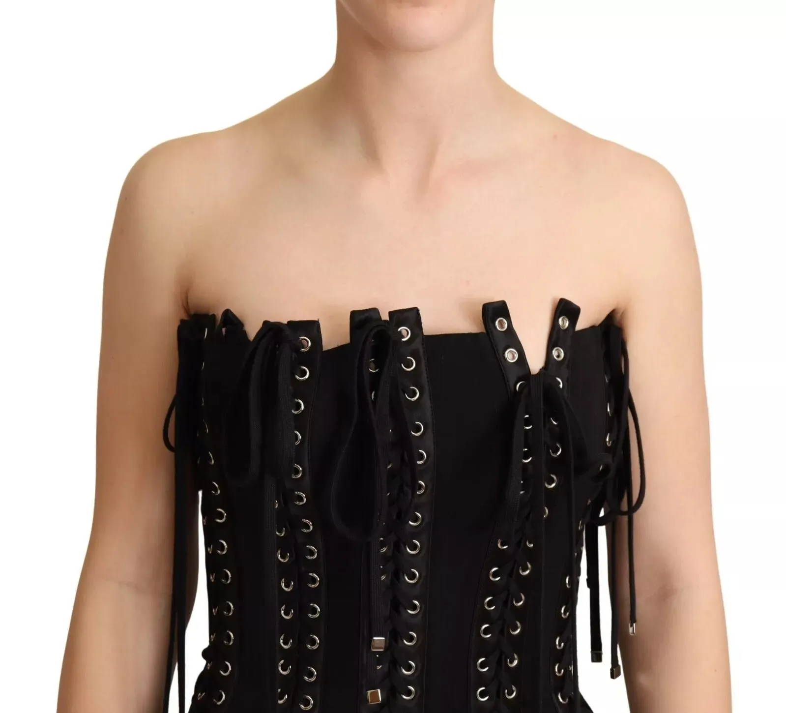 Black Cady Sleeveless Lace Up Bodycon Dress sold by Lord & Taylor product image thumbnail 4