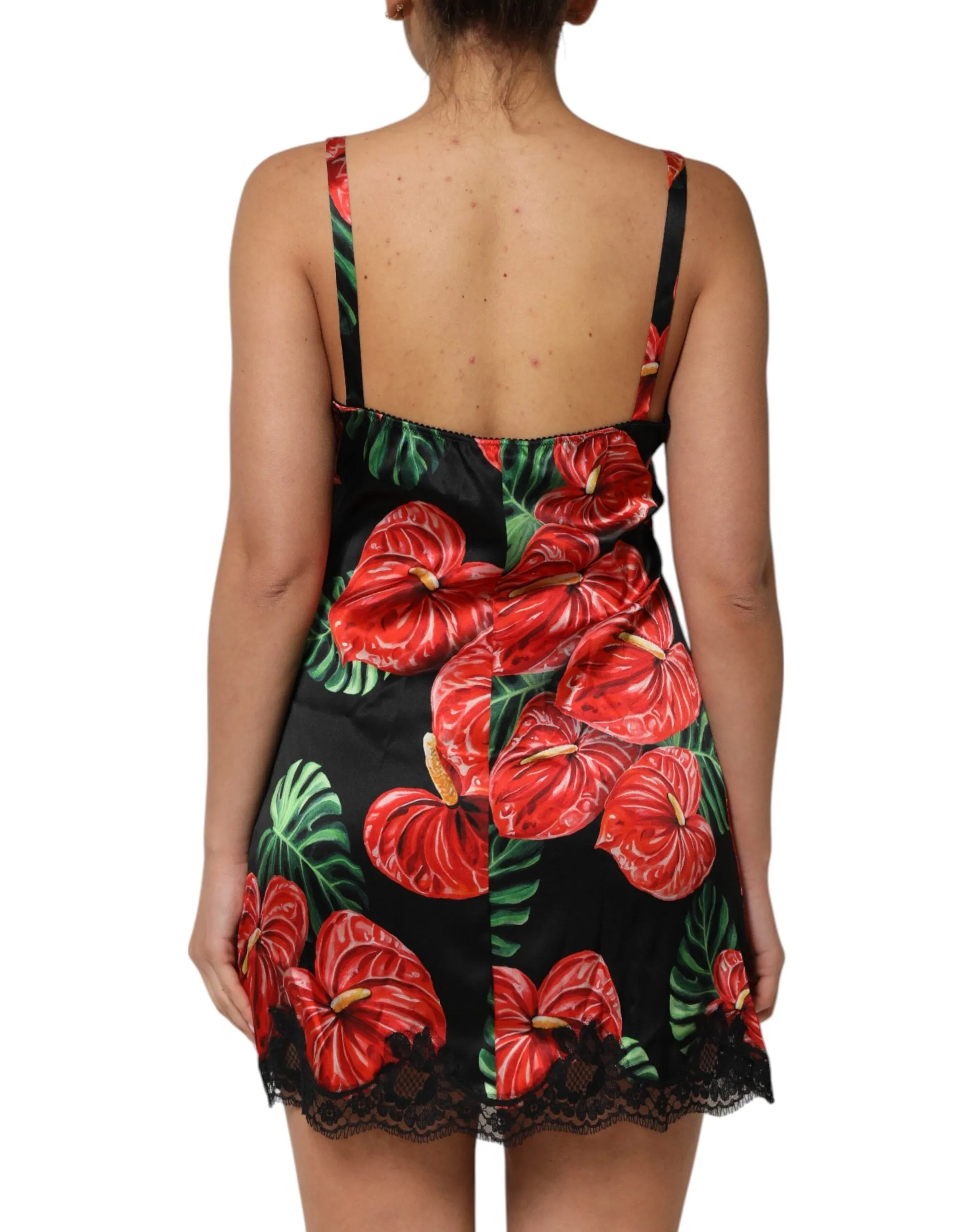 Black Floral Lace Trim Chemise Lingerie Dress sold by Lord & Taylor product image thumbnail 4