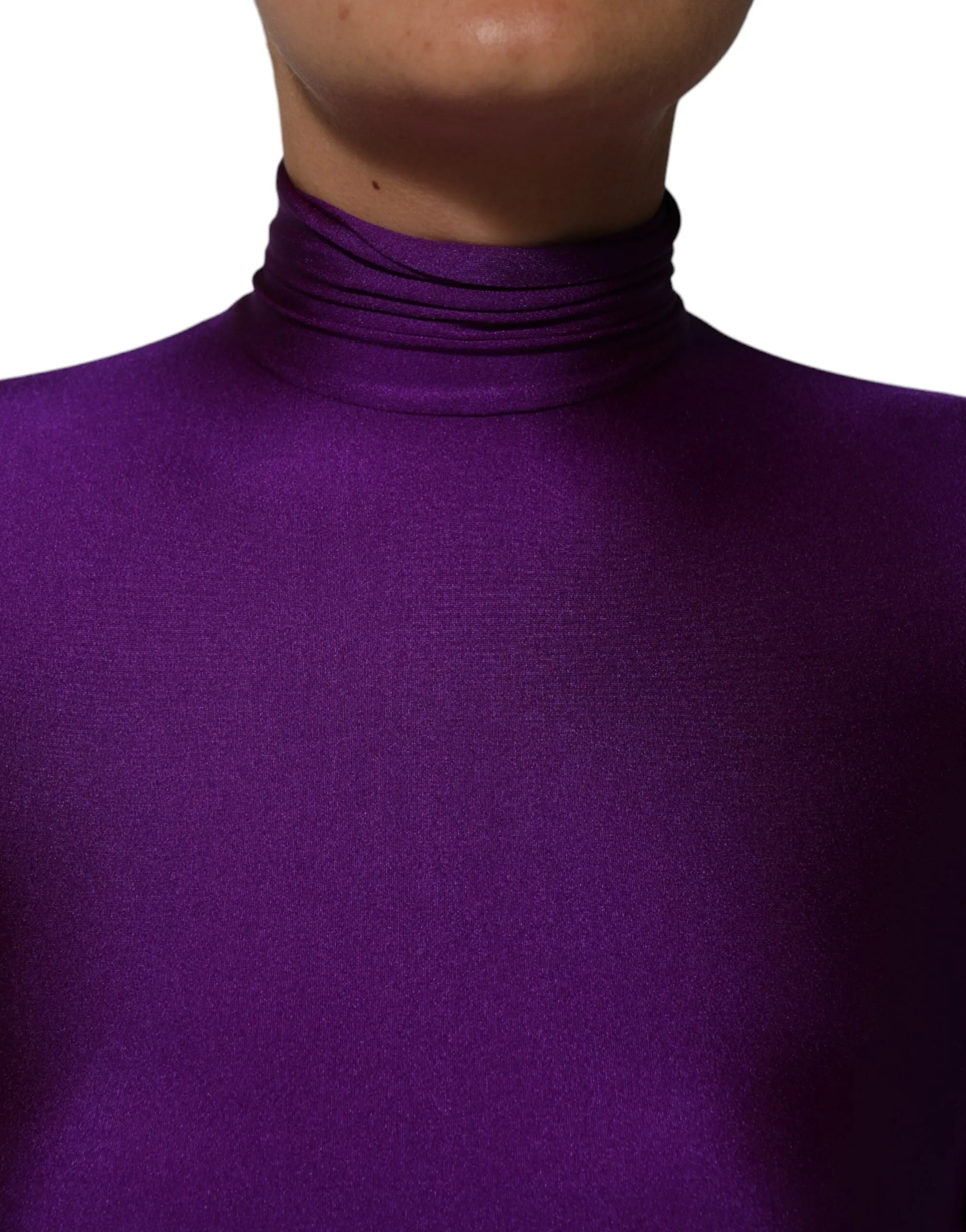 Purple Nylon Turtleneck Bodycon Jumpsuit Dress sold by Lord & Taylor product image thumbnail 5