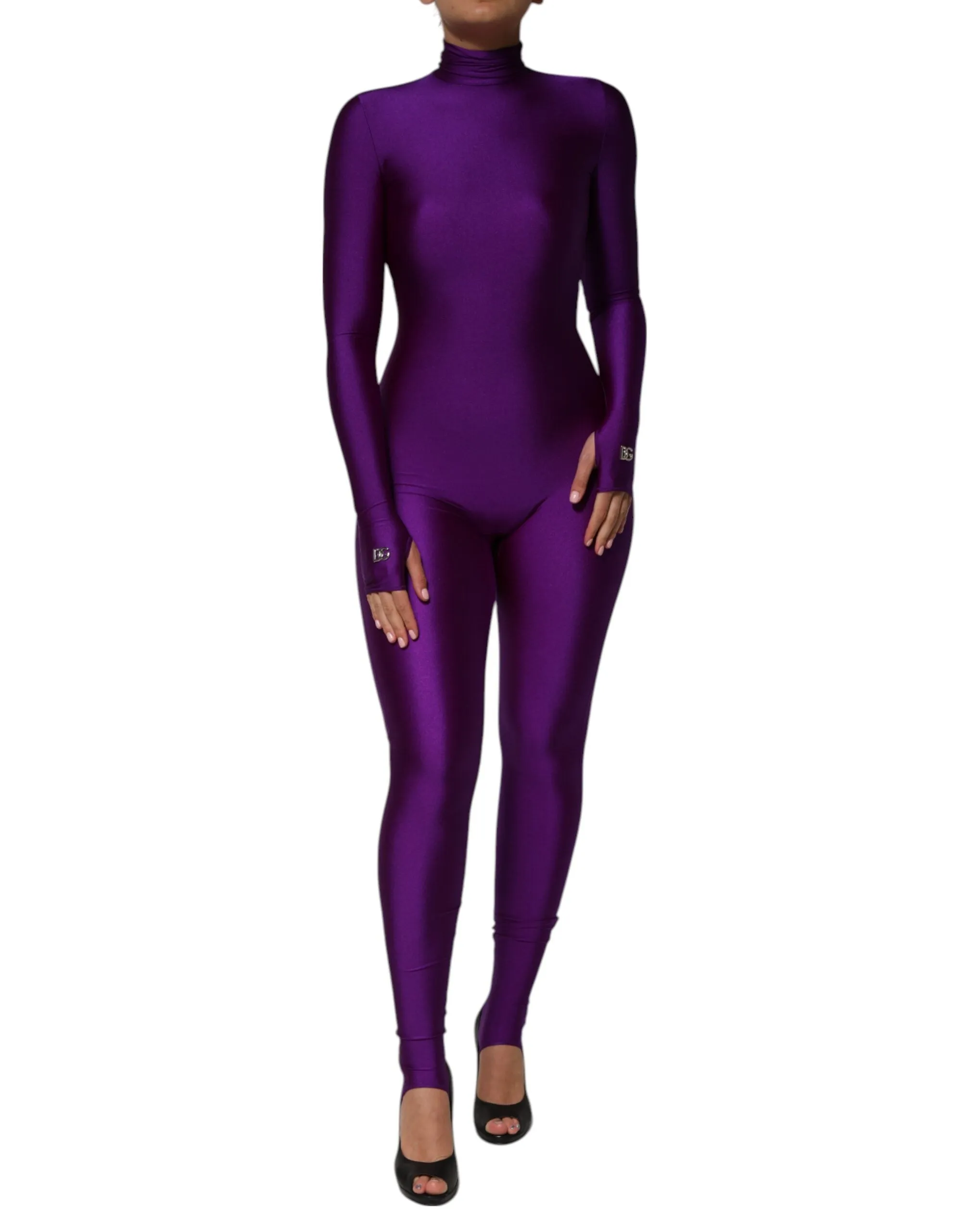 Purple Nylon Turtleneck Bodycon Jumpsuit Dress sold by Lord & Taylor product image thumbnail 2