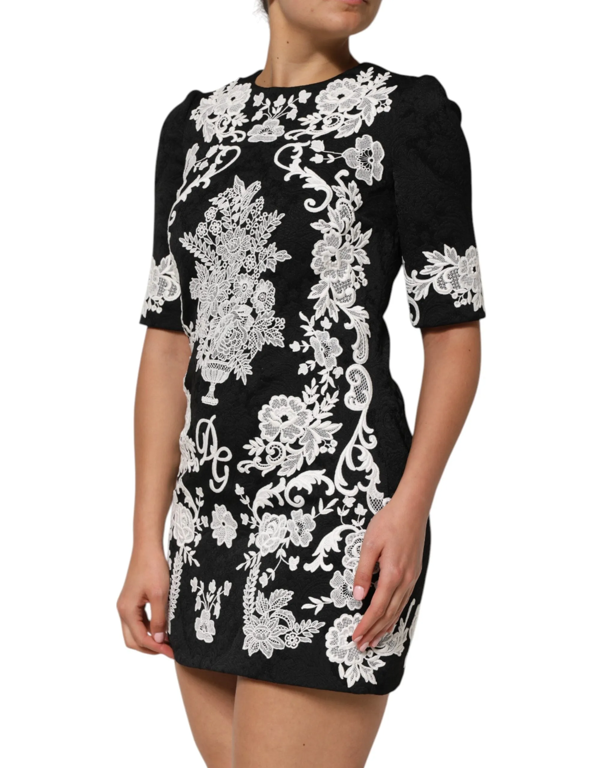 Black Lace Trim Short Sleeves A-line Dress sold by Lord & Taylor product image thumbnail 3
