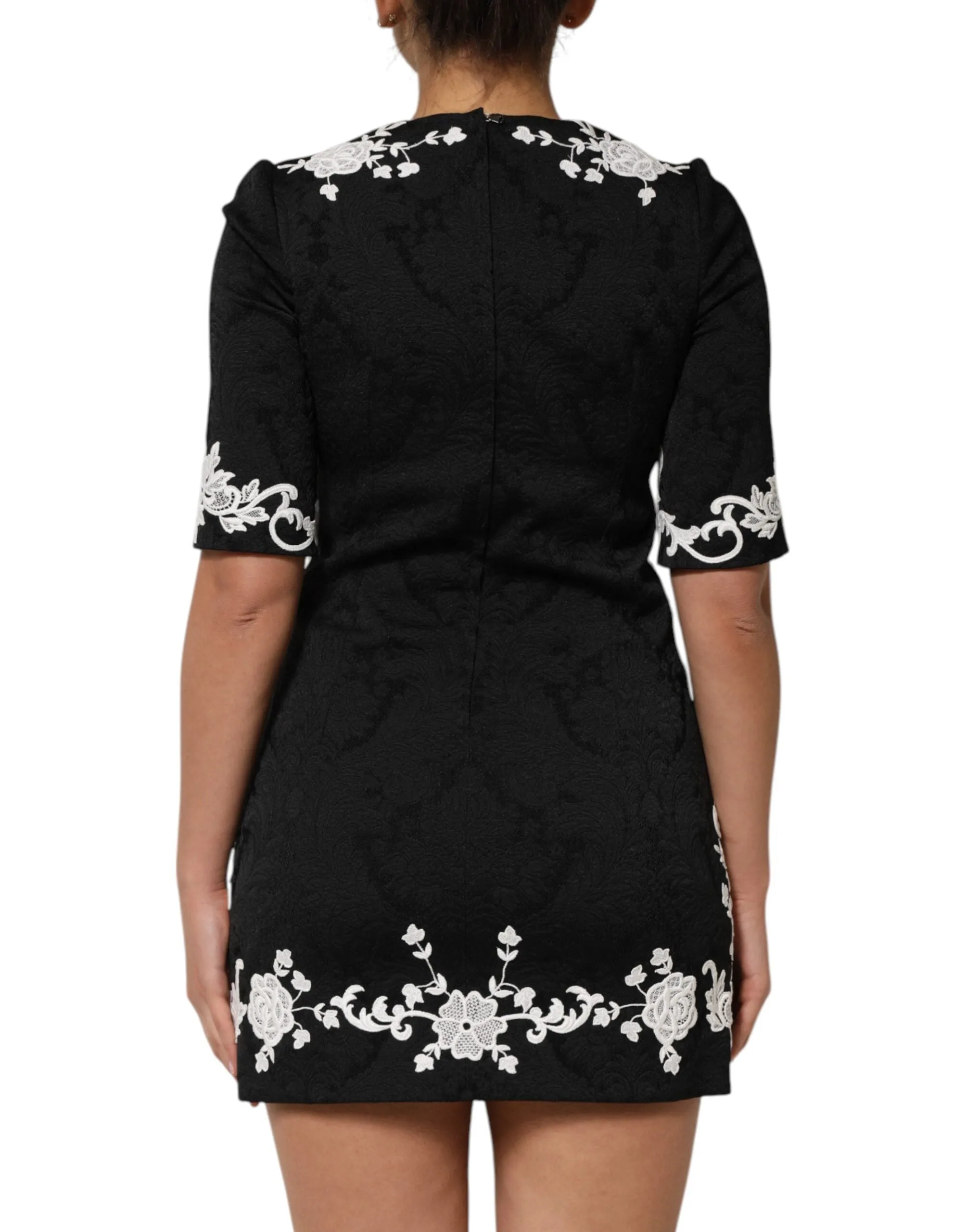 Black Lace Trim Short Sleeves A-line Dress sold by Lord & Taylor product image thumbnail 4