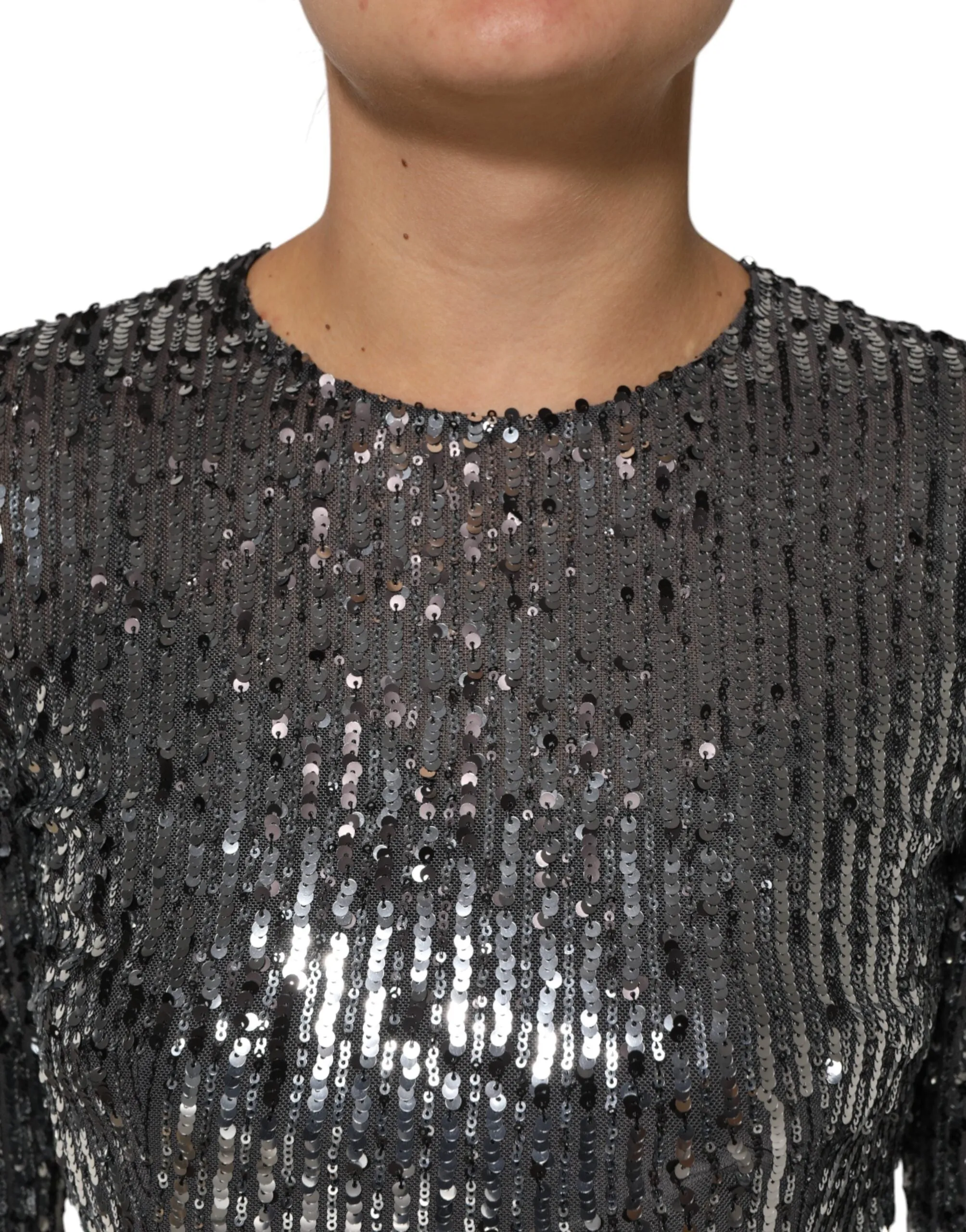 Black Sequined Long Sleeves Midi A-line Dress sold by Lord & Taylor product image thumbnail 5