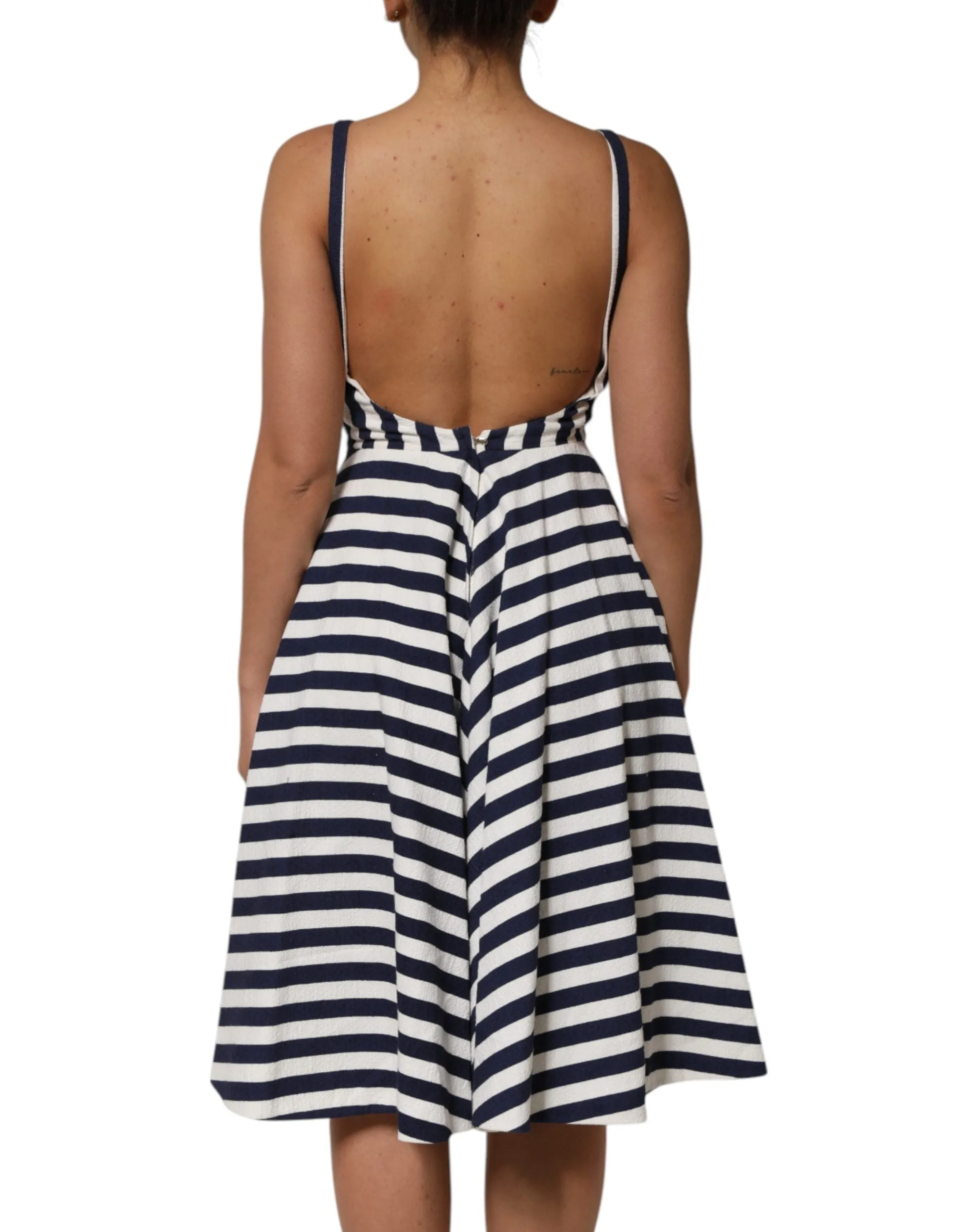Blue White Striped Embroidered A-line Dress sold by Lord & Taylor product image thumbnail 4