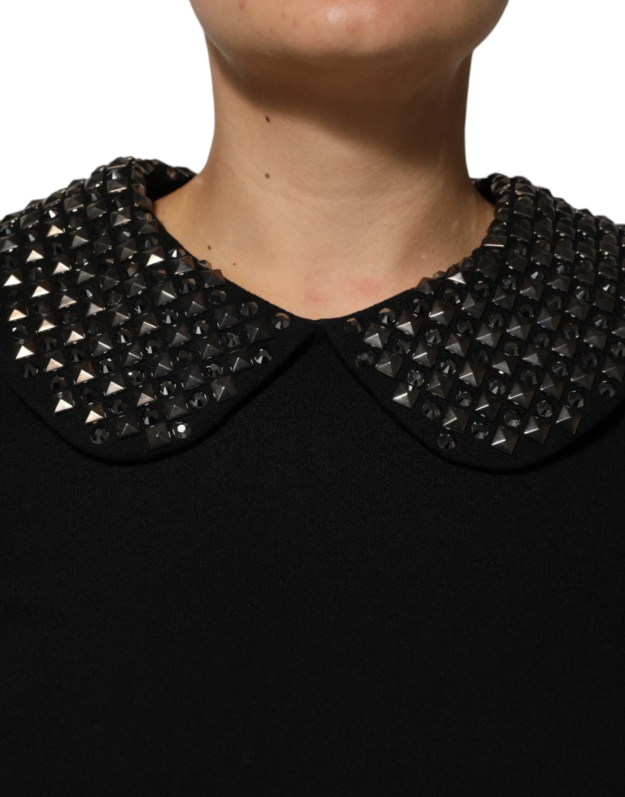 Black Crystal Embellished Collared Mini Dress sold by Lord & Taylor product image thumbnail 5