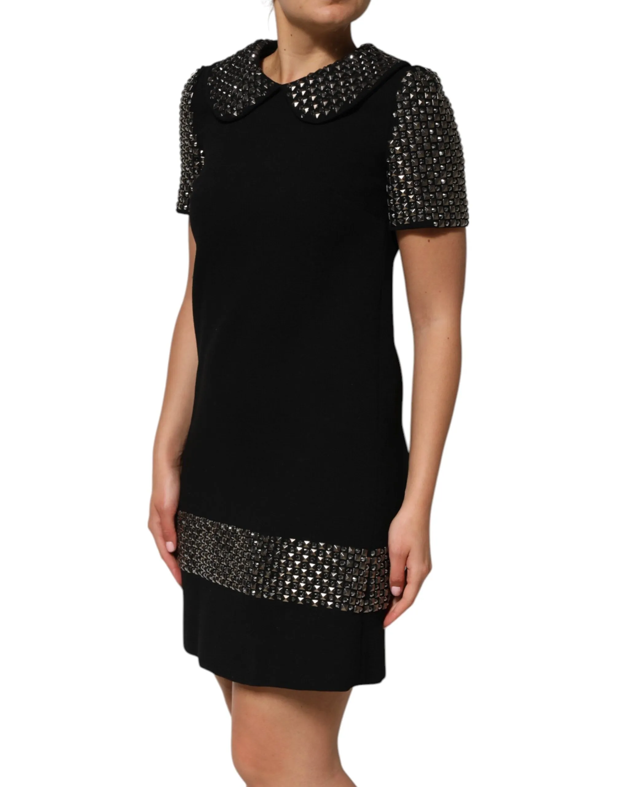 Black Crystal Embellished Collared Mini Dress sold by Lord & Taylor product image thumbnail 3