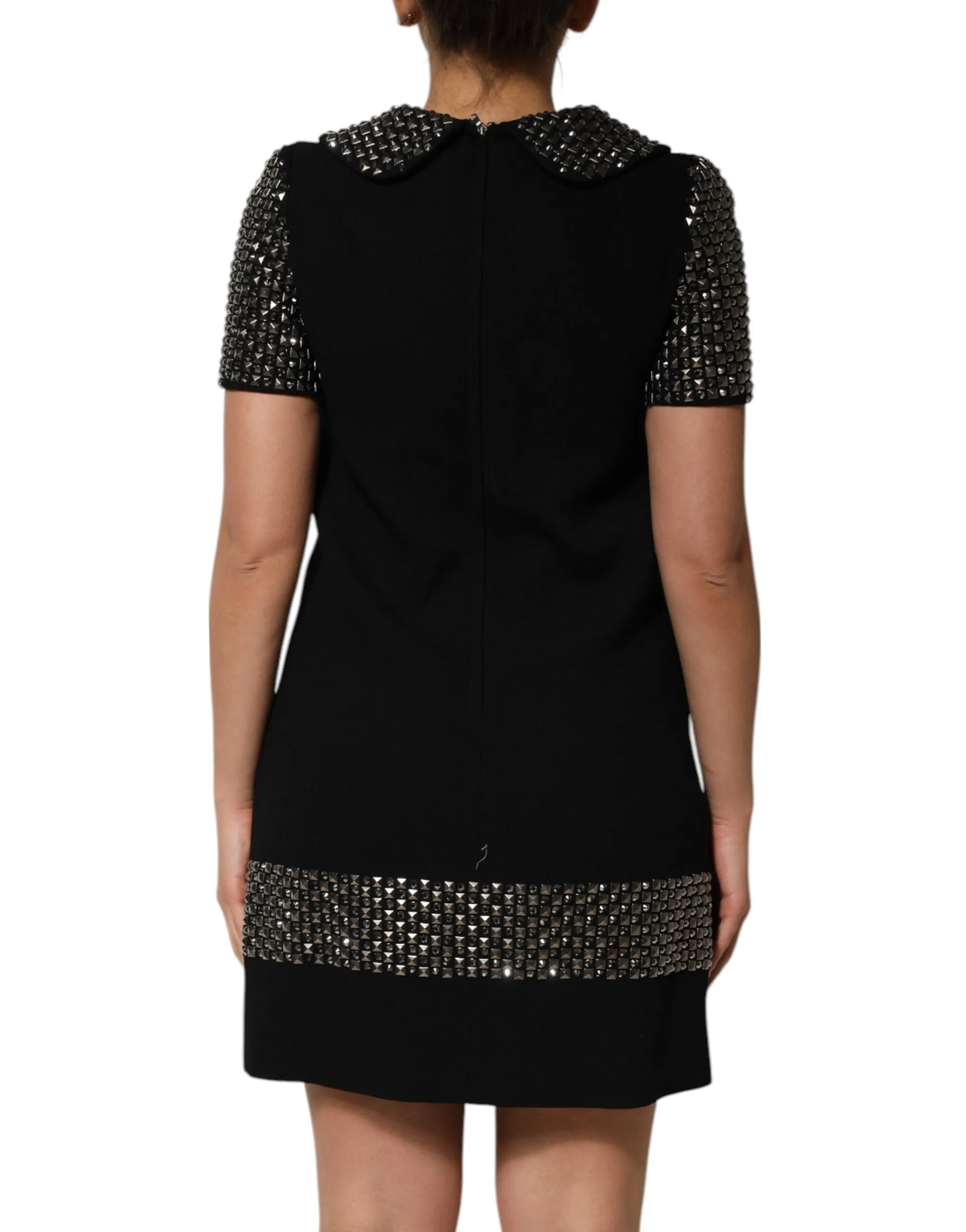 Black Crystal Embellished Collared Mini Dress sold by Lord & Taylor product image thumbnail 4