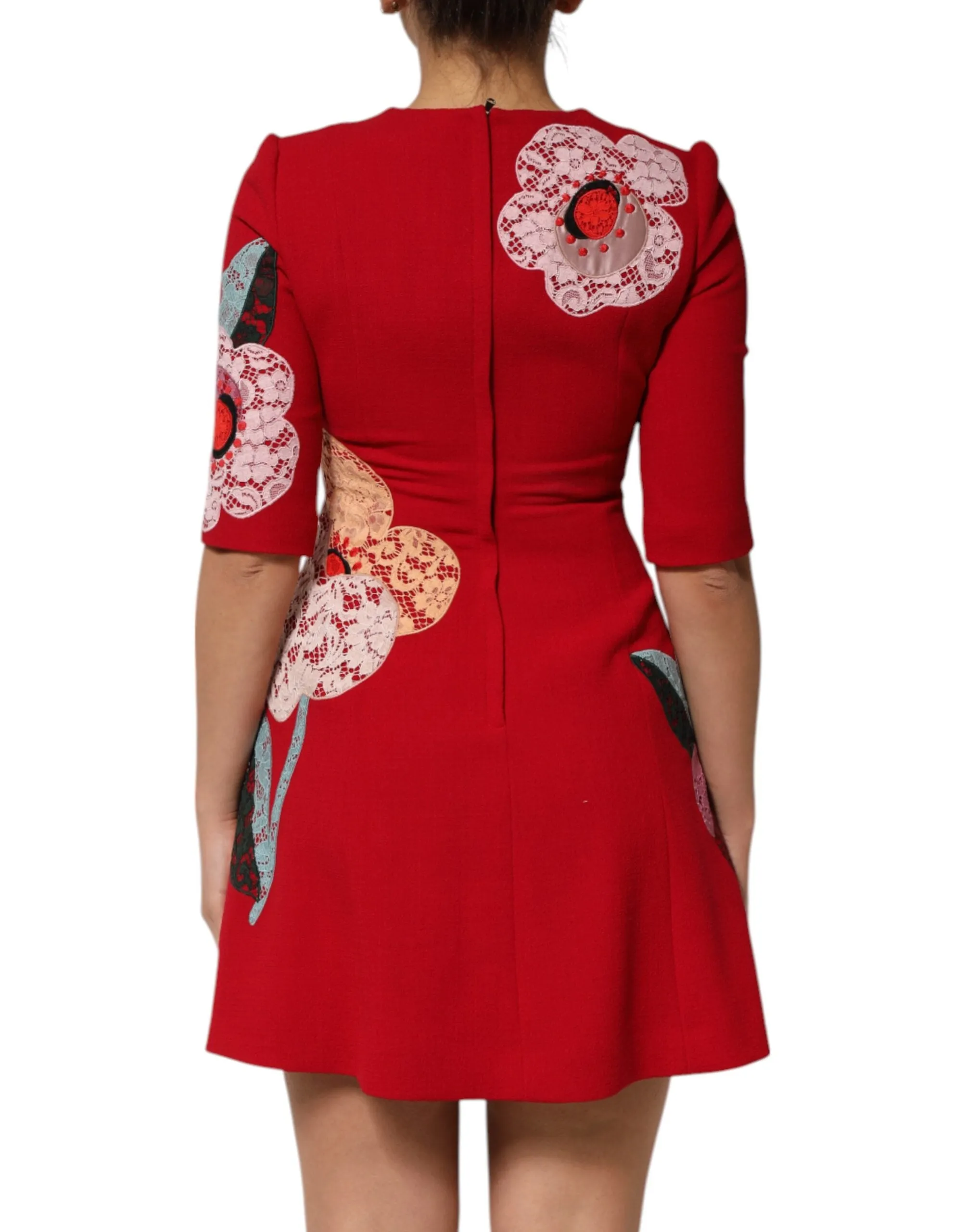 Red Lace Floral Applique A-line Mini Dress sold by Lord & Taylor product image thumbnail 4