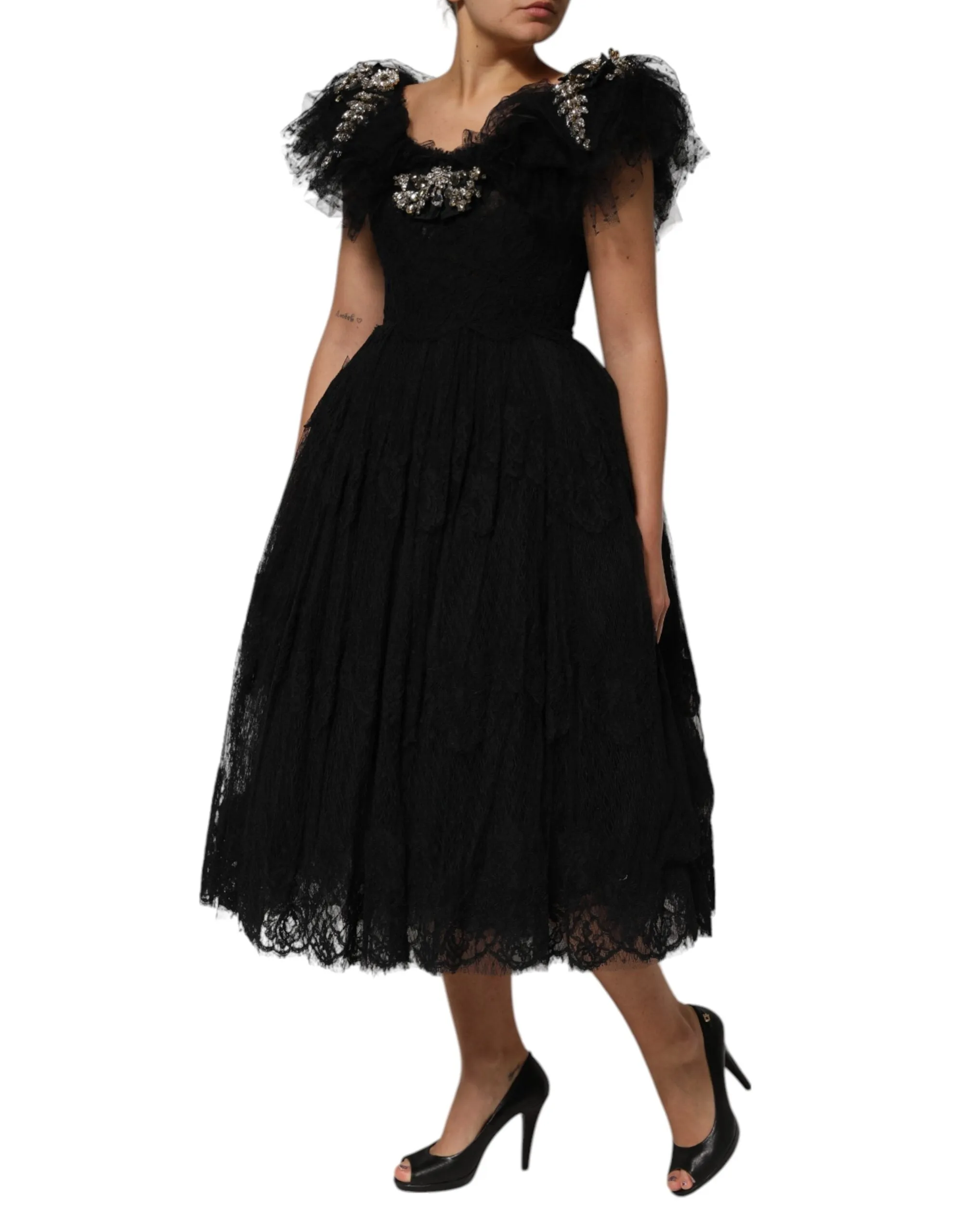 Black Crystal Embellished Midi A-line Dress sold by Lord & Taylor product image thumbnail 3