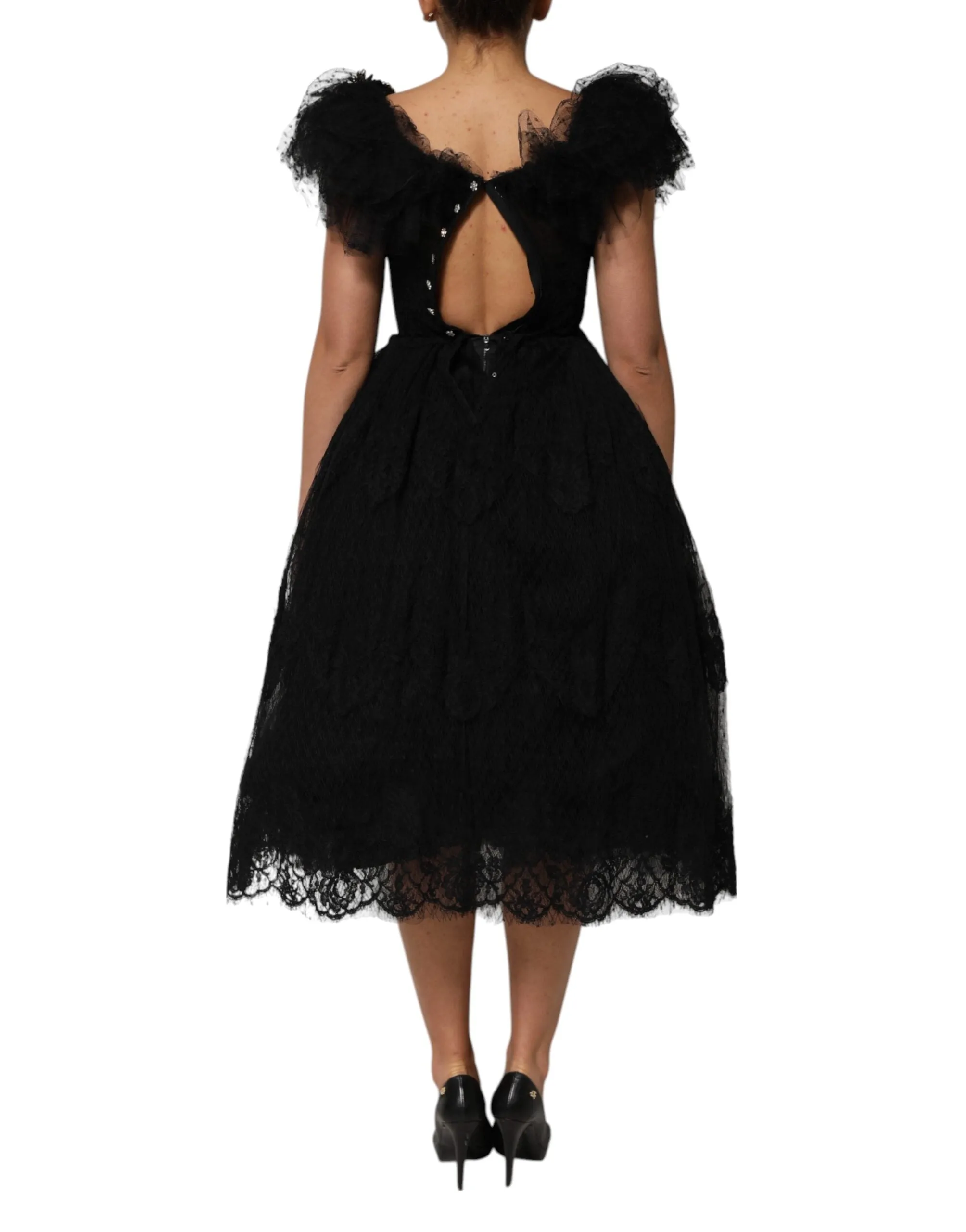 Black Crystal Embellished Midi A-line Dress sold by Lord & Taylor product image thumbnail 4