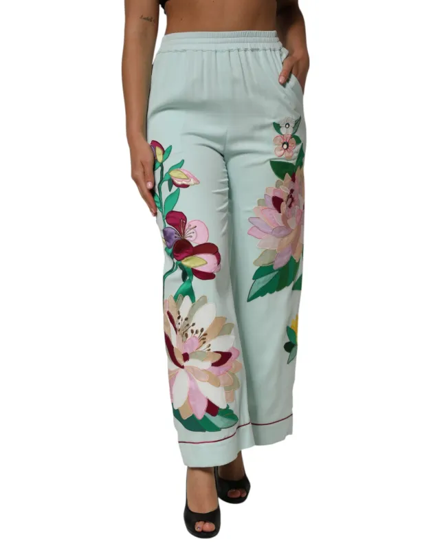 Green Floral Garterized Straight Pajama Pants sold by Lord & Taylor