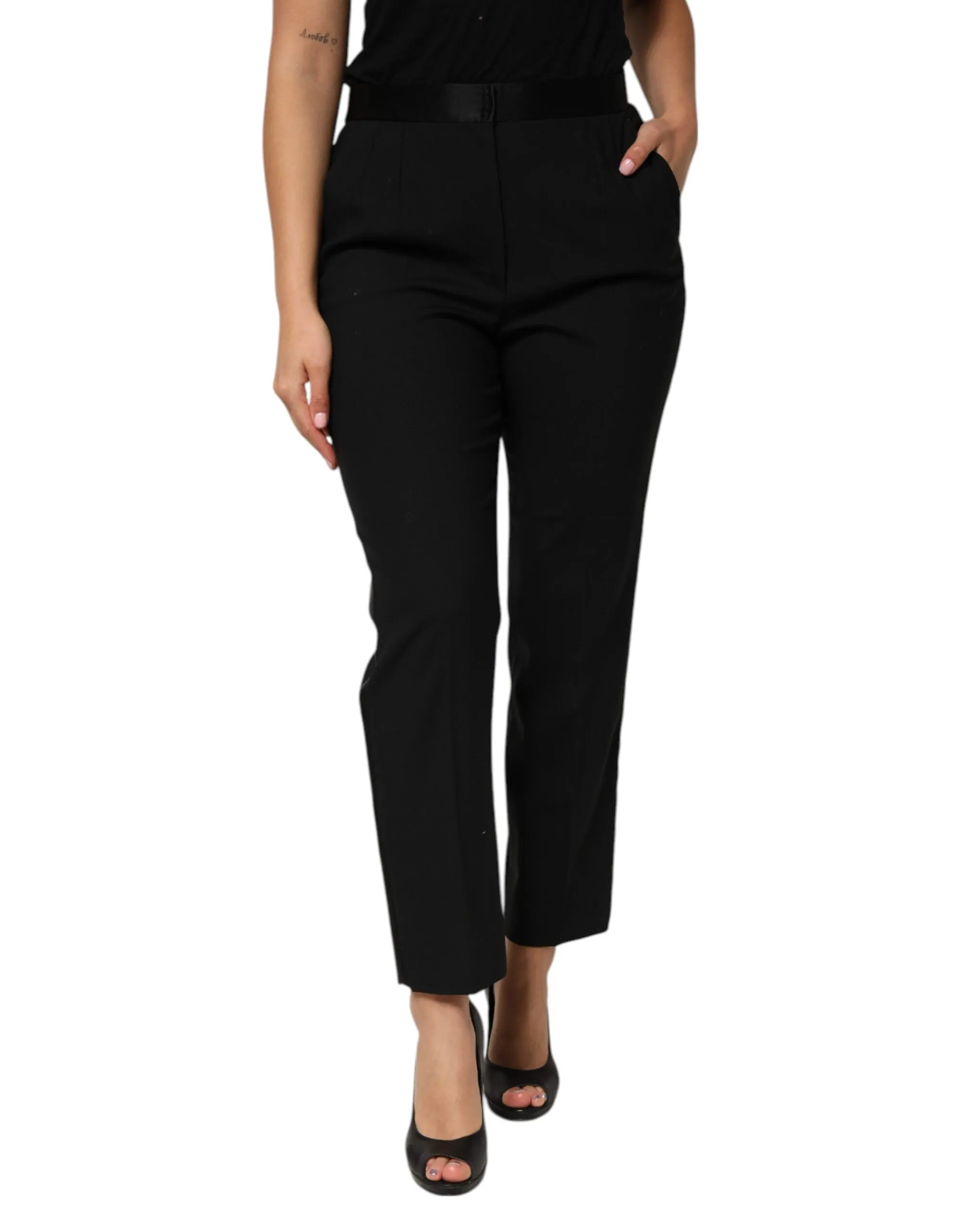 Black Wool HighWaist Tapered Trouser Pants sold by Lord & Taylor