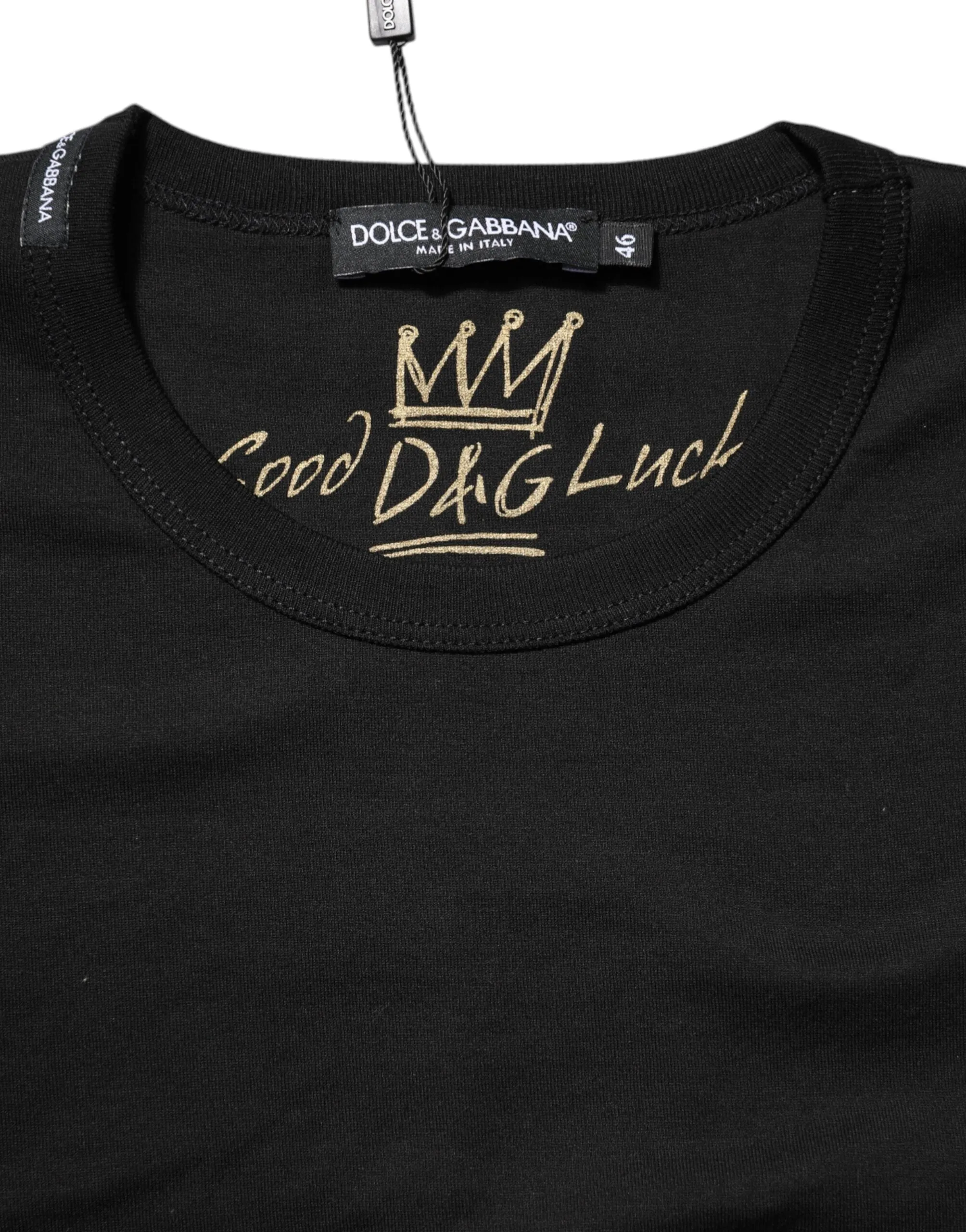 Black Cotton Goodluck Tee Crew Neck T-shirt sold by Lord & Taylor product image thumbnail 4