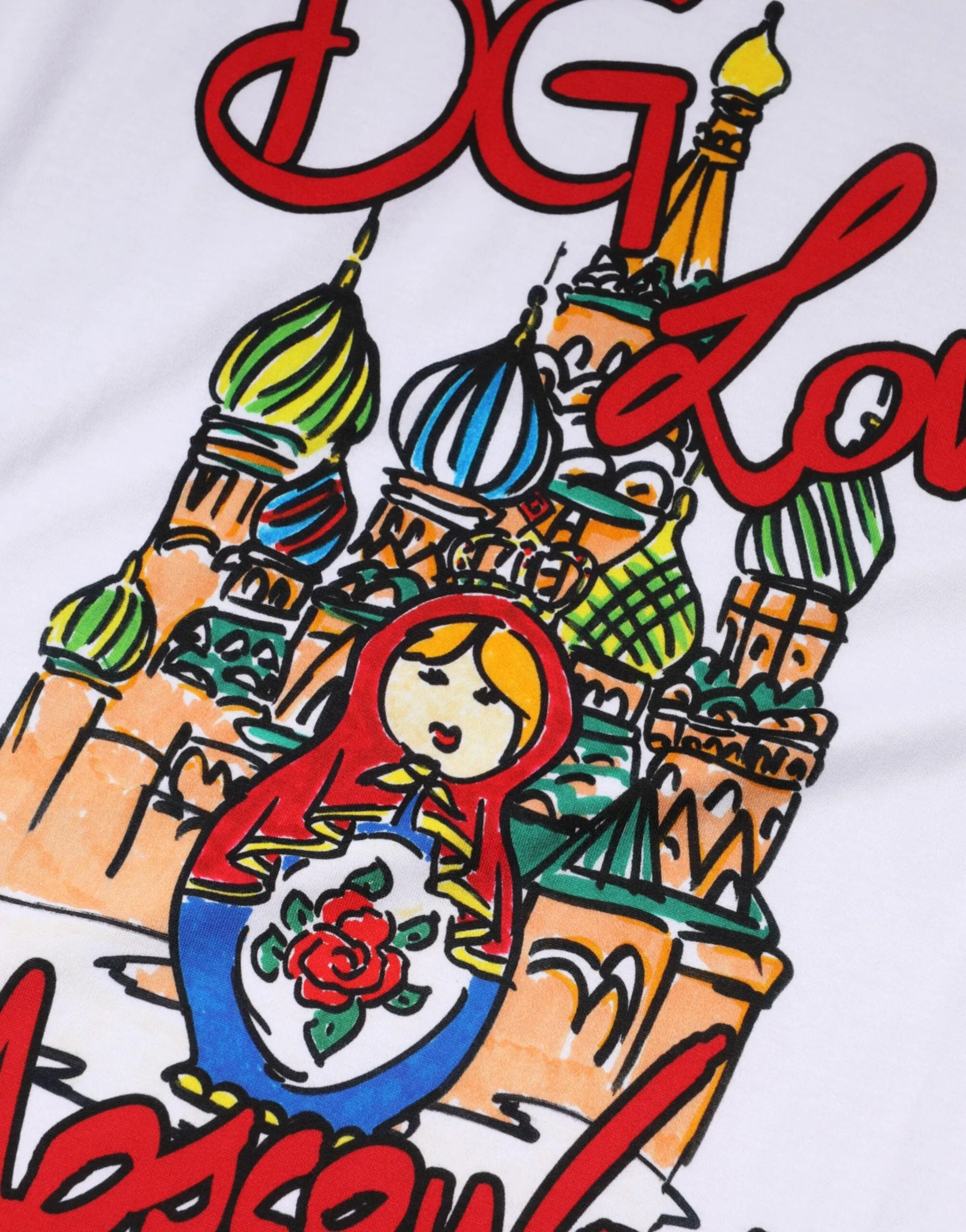 White DG Loves Moscow Cotton Crew Neck T-shirt sold by Lord & Taylor product image thumbnail 5