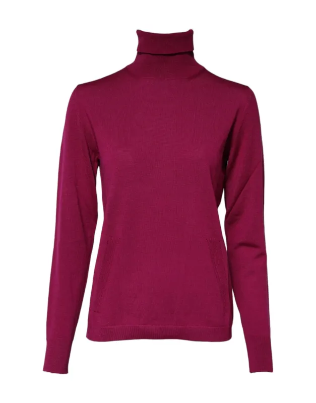 Fuchsia Wool Long Sleeves Turtleneck Sweater sold by Lord & Taylor