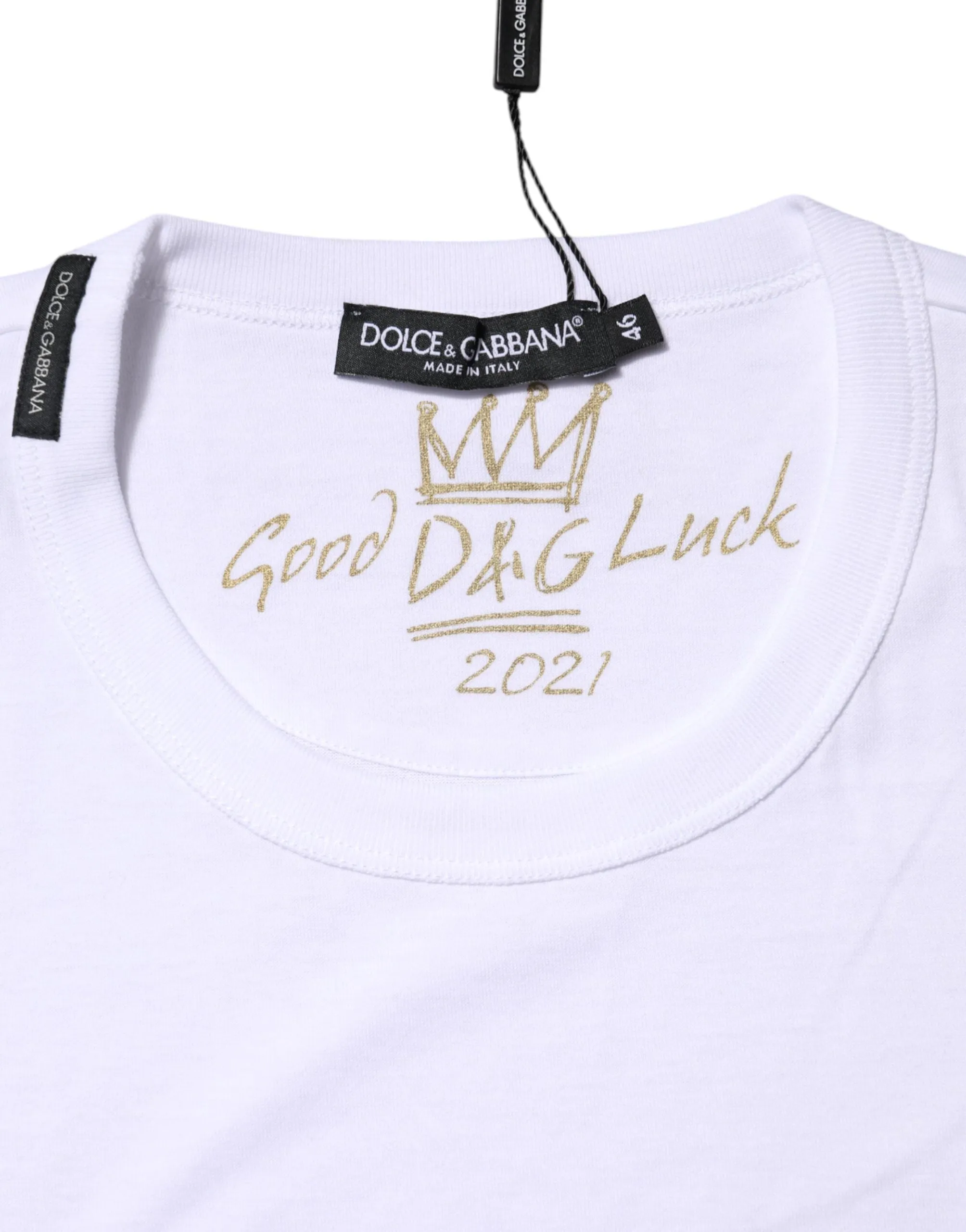 White Cotton Goodluck 2022 Crew Neck T-shirt sold by Lord & Taylor product image thumbnail 4